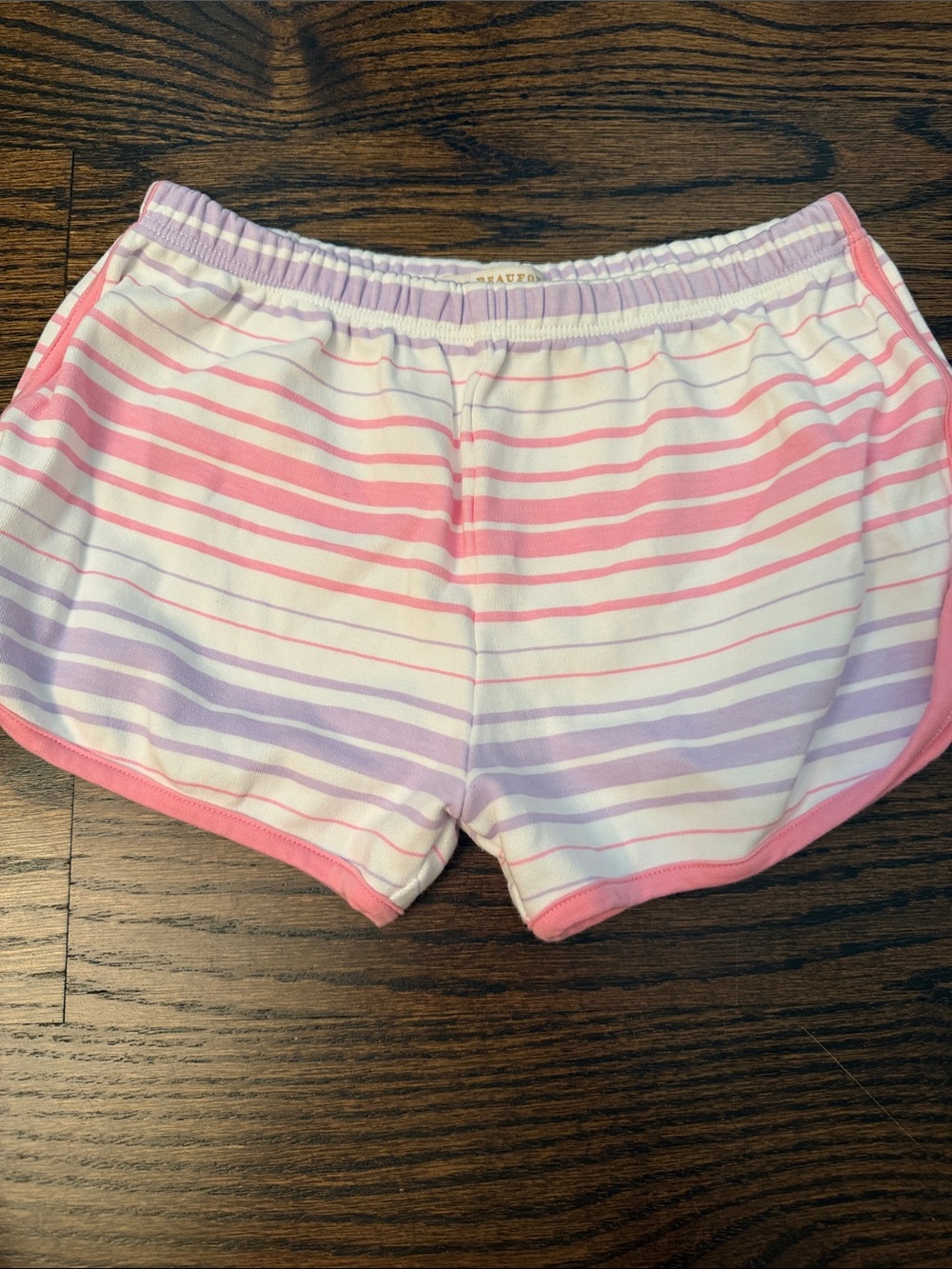 The Beaufort Bonnet Company Pink and Lavender Striped Girls Shorts